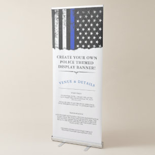 Police Themed Event   Torn Out Thin Blue Line Retractable Banner
