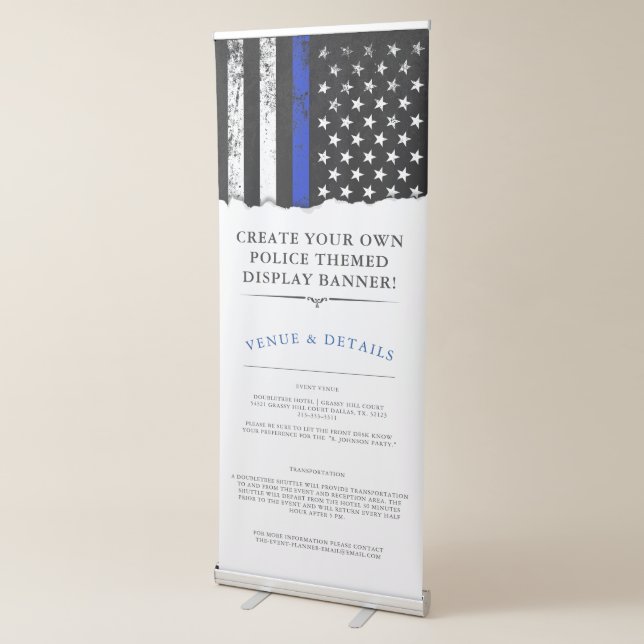 Police Themed Event | Torn Out Thin Blue Line Retractable Banner (3/4)