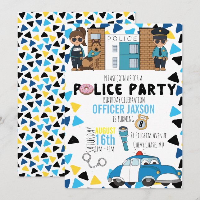 Police Themed Party Invitation (Front/Back)