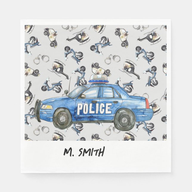 Police-Themed Party  Napkin (Front)