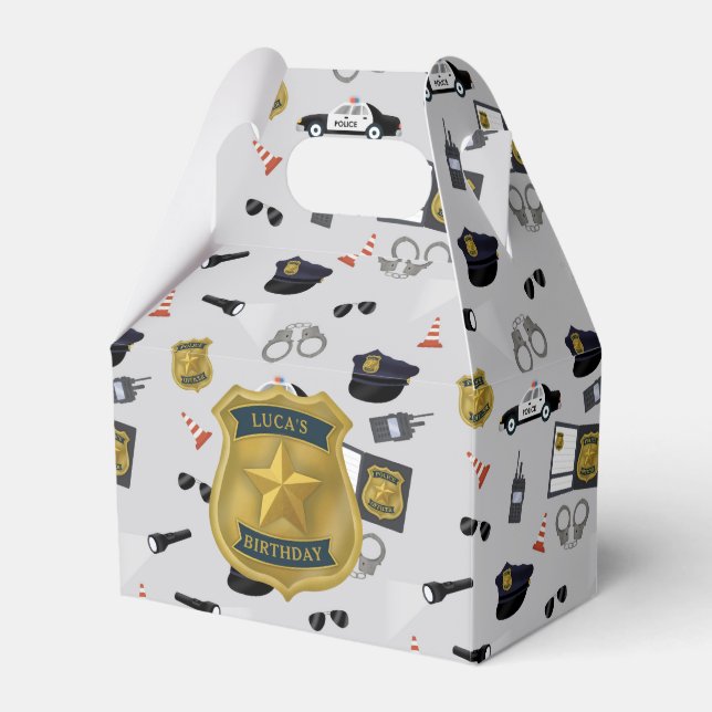 Police Themed Policeman Cop Birthday Favour Box (Front Side)