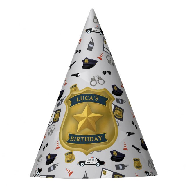 Police Themed Policeman Cop Birthday Party Hat (Front)