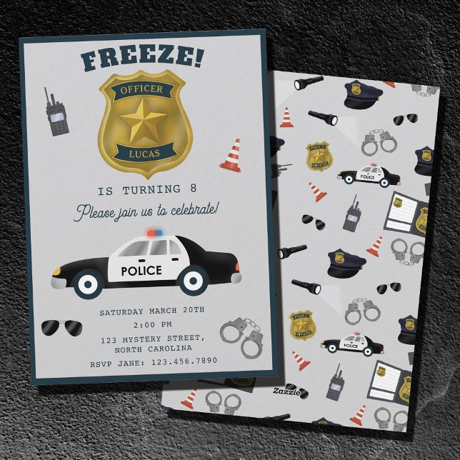 Police Themed Policeman Cop Birthday Party Invitation (Police Themed Policeman Cop Birthday Party Invitation)
