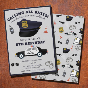 Police Themed Policeman Cop Birthday Party Invitation