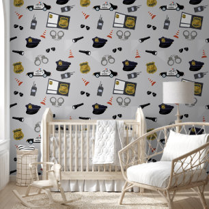 Police Themed Policeman Cop Boy Nursery Wallpaper
