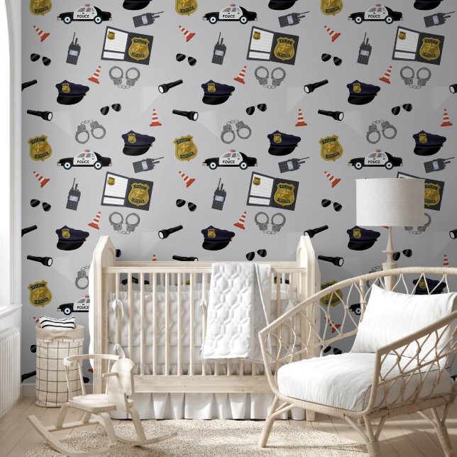 Police Themed Policeman Cop Boy Nursery Wallpaper (Kids)