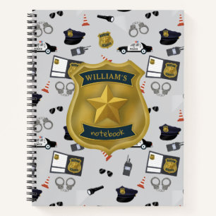 Police Themed Policeman Cop Kids Name Notebook