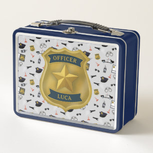 Police Themed Policeman Cop Officer Name Metal Lunch Box