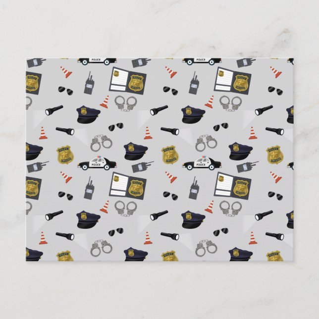 Police Themed Policeman Cop Pattern Holiday Postcard (Front)