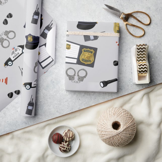 Police Themed Policeman Cop Pattern Wrapping Paper (Crafts)