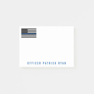 Police Thin Blue Line American Flag Add Name 4 x 3 Post-it Notes