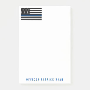 Police Thin Blue Line American Flag Add Name 4 x 6 Post-it Notes