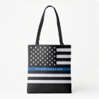 Police Thin Blue Line American Flag Add Name