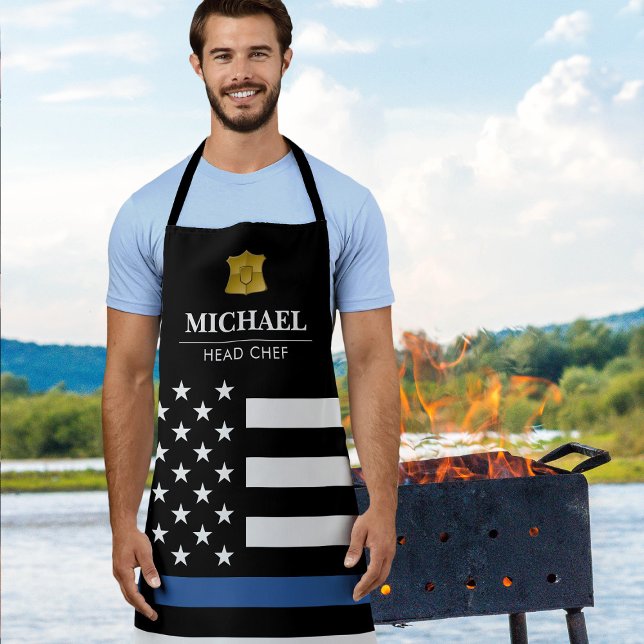 Police Thin Blue Line American Flag Apron (Creator Uploaded)