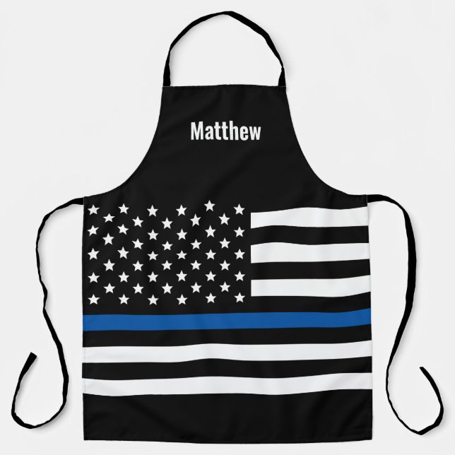 Police Thin Blue Line American Flag Apron (Front)