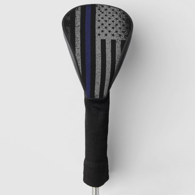 Police Thin Blue Line American Flag Golf Head Cover (Front)