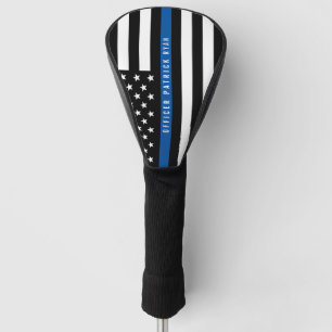 Police Thin Blue Line American Flag Monogram Golf Head Cover