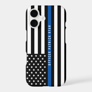 Police Thin Blue Line American Flag Monogrammed