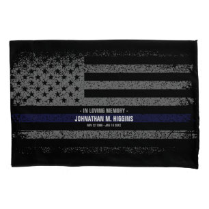 Police Thin Blue Line American Flag Pillowcase
