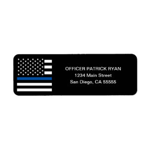 Police Thin Blue Line American Flag Return Address