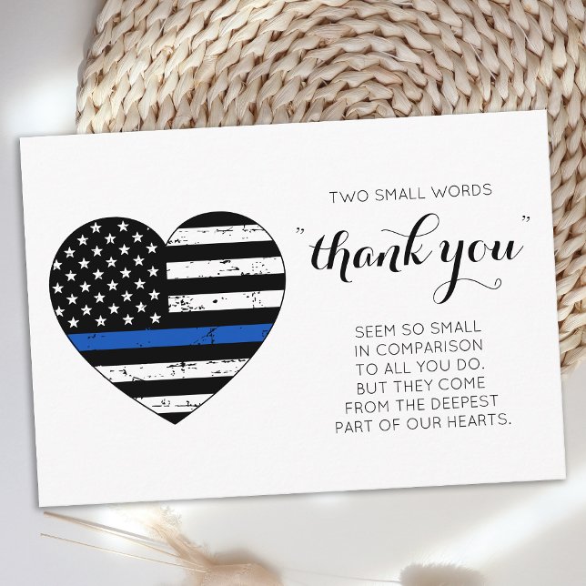 Police Thin Blue Line American Flag Thank You Card (Creator Uploaded)