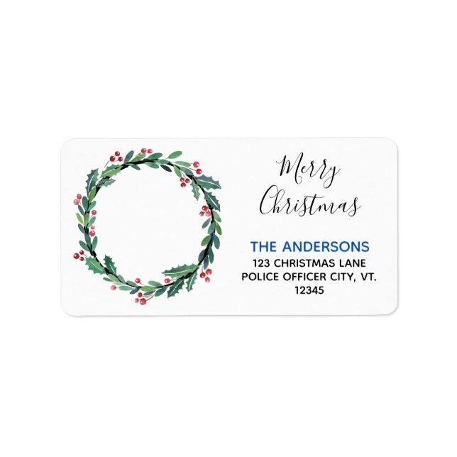 Police Thin Blue Line Christmas Return Address  Label (Front)