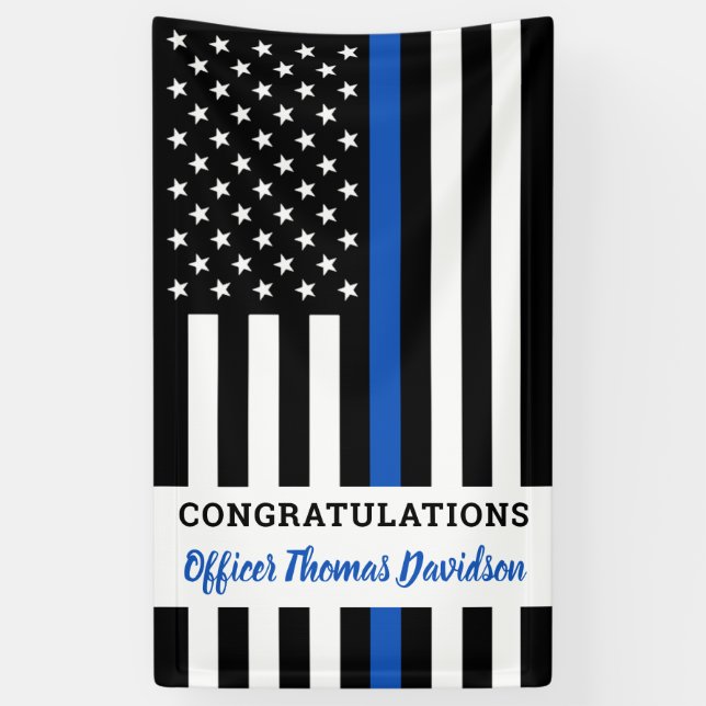 Police Thin Blue Line Congratulations Graduation Banner (Vertical)
