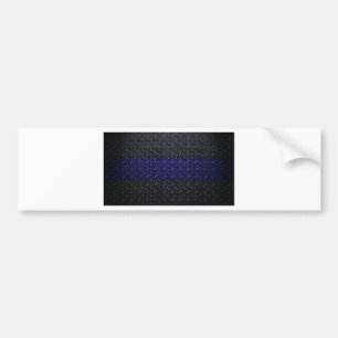 Police Thin Blue Line Diamond Plate Design Bumper Sticker