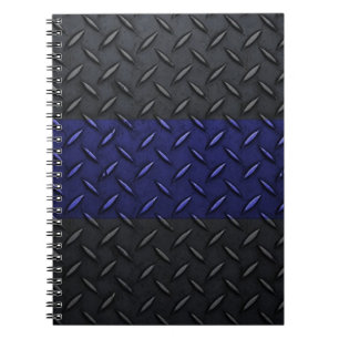 Police Thin Blue Line Diamond Plate Design Notebook