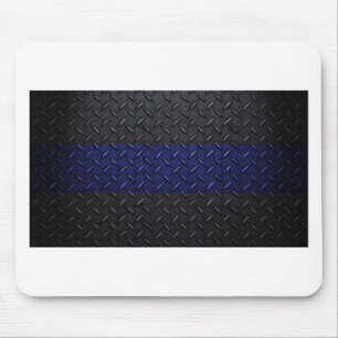 Police Thin Blue Line Diamond Plate Mouse Mat