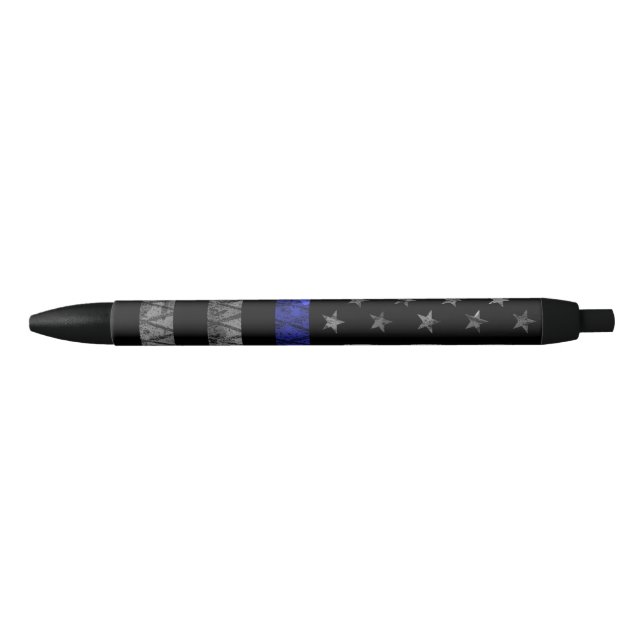 Police Thin Blue Line Flag Black Ink Pen (Front)