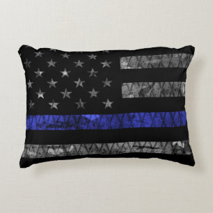 Police Thin Blue Line Flag Decorative Cushion