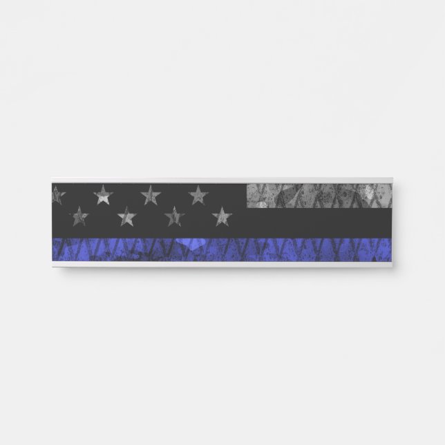 Police Thin Blue Line Flag Door Sign (Front)