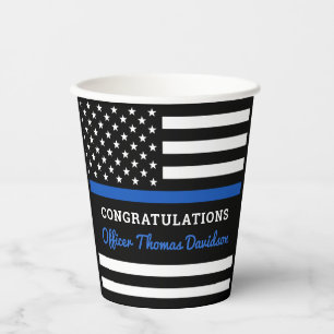 Police Thin Blue Line Flag Graduation Party Paper Cups