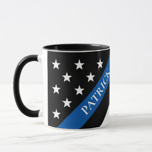 Police Thin Blue Line Flag Monogrammed Name Mug