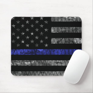 Police Thin Blue Line Flag Mouse Mat