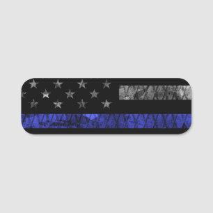 Police Thin Blue Line Flag Name Tag