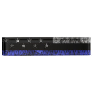 Police Thin Blue Line Flag Nameplate