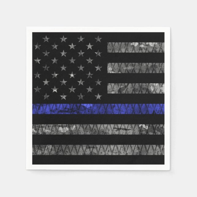 Police Thin Blue Line Flag Napkin (Front)