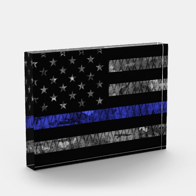 Police Thin Blue Line Flag Photo Block (Left)