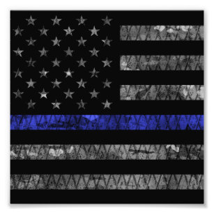 Police Thin Blue Line Flag Photo Print