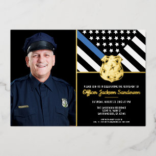 Police Thin Blue Line Flag Photo Retirement