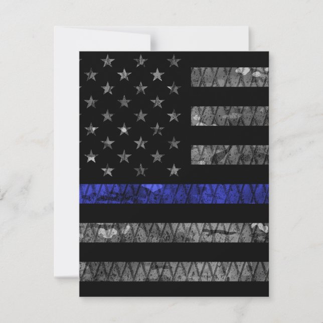 Police Thin Blue Line Flag Thank You Card (Front)