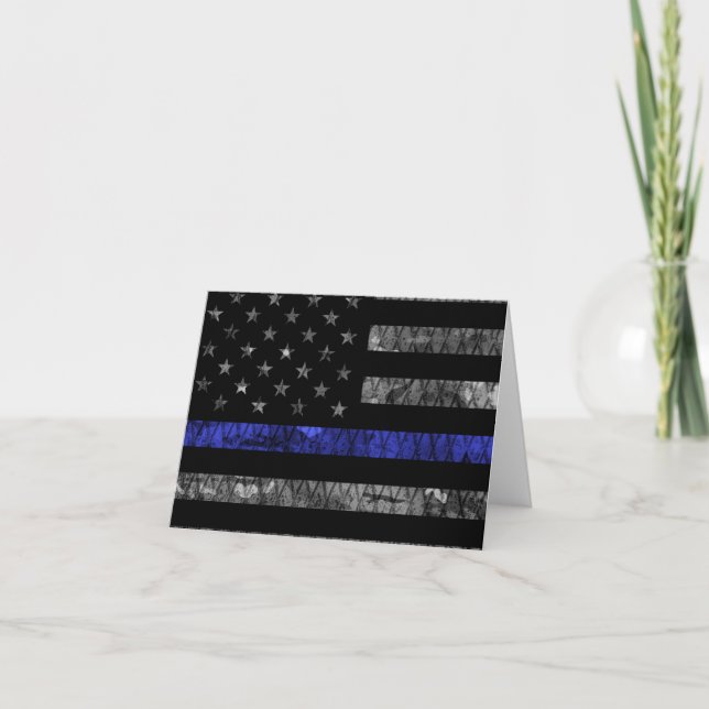 Police Thin Blue Line Flag Thank You Card (Front)