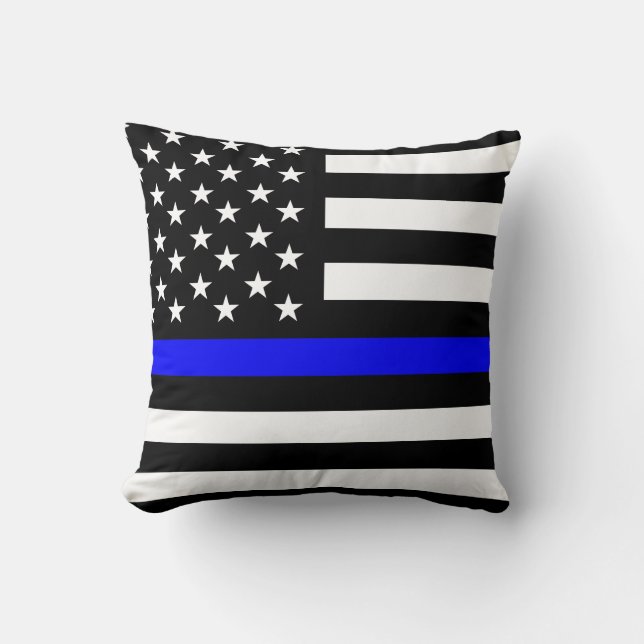 police thin blue line flag usa united states ameri cushion (Front)