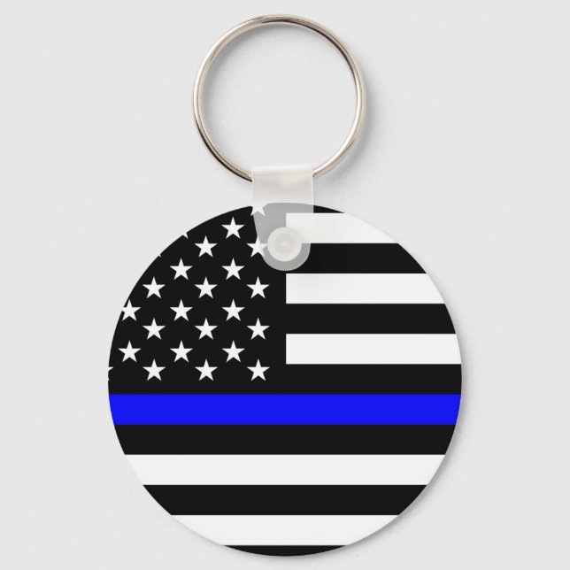 police thin blue line flag usa united states ameri key ring (Front)