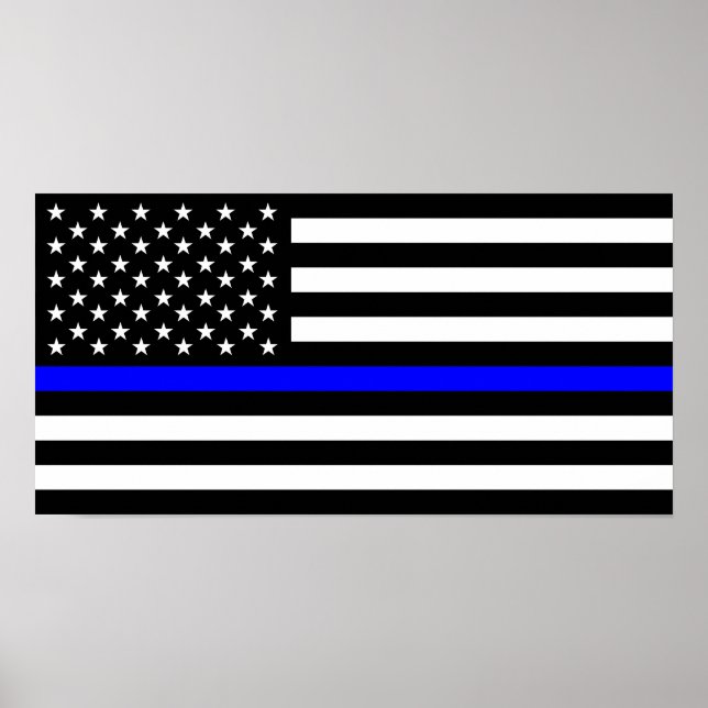 police thin blue line flag usa united states ameri poster (Front)