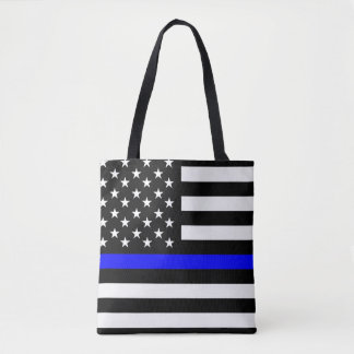 police thin blue line flag usa united states ameri tote bag