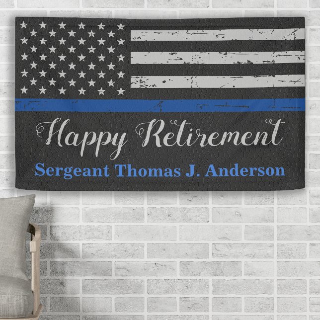 Police Thin Blue Line Law Enforcement Retirement Banner (Creator Uploaded)