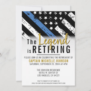 Police Thin Blue Line Law Enforcement Retirement Invitation